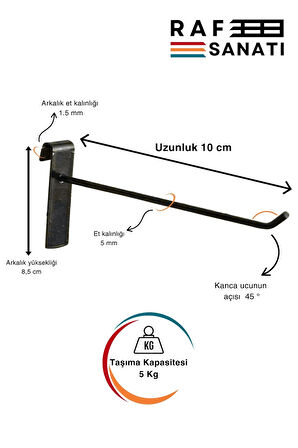 25 Adet Siyah Tel Pano Kancası 10 cm - Askı Kanca Raf Askısı Raf Aksesuar Tel Askı Çorap Kancası