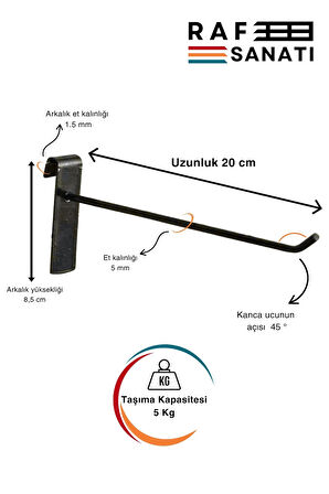 50 Adet Siyah Tel Pano Kancası 20 cm - Askı Kanca Raf Askısı Raf Aksesuar Tel Askı Çorap Kancası
