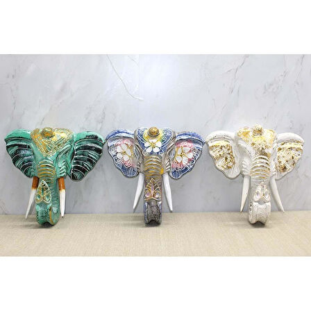 Duvara Asmalı Renkli Fil Kafası