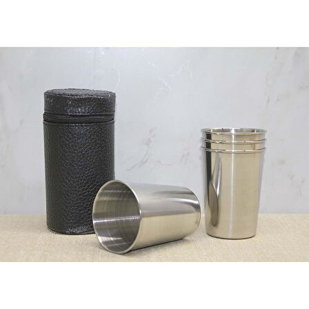 Deri Kılıflı 4'Lü Shot Bardak