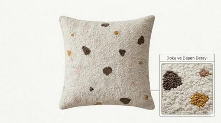 Esna Home Kırlent Kılıfı Bej 45x45 Dokuma 2'li Çift Taraflı Fermuarlı