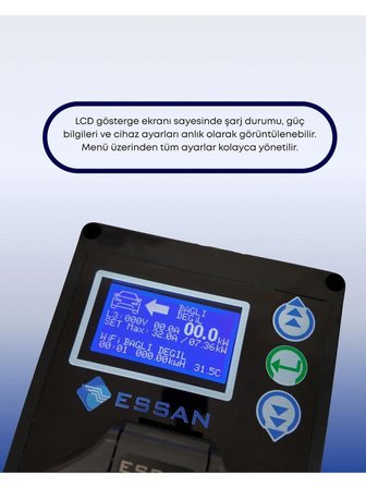 5 YIL GARANTİ ESSAN ESP-AC33-22P FLEXY 22kw elektrikli araç şarj cihazı togg tesla