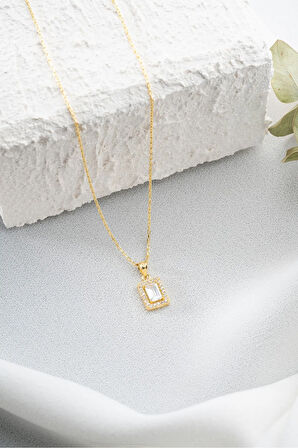 925 Ayar Gümüş Baget Tektaş Gold Kadın Kolye