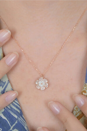 Kadın 925 Ayar Çiçek Gümüş Kolye