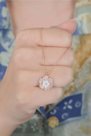 Kadın 925 Ayar Çiçek Gümüş Kolye