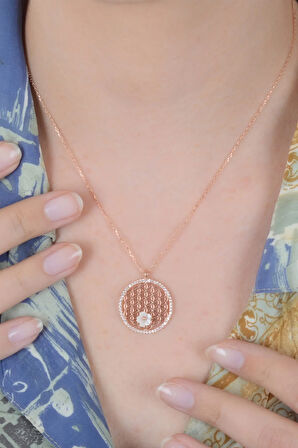 925 Ayar Rose Yaşam Çiçeği Kadın Gümüş Kolye