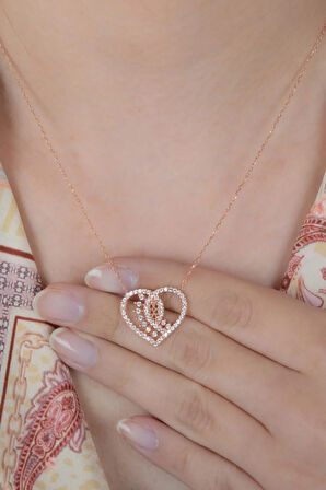 925 Ayar Gümüş Çift Klap Kadın Kolye