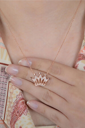 925 Ayar Kral Tacı Kolye Kadın Gümüş Kolye