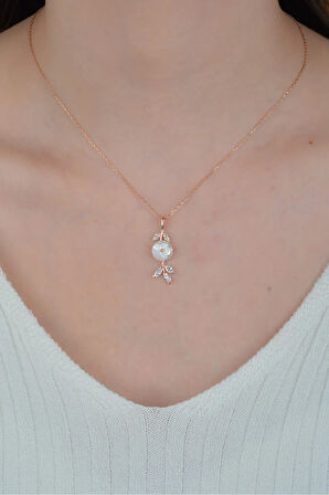 925 Ayar Gümüş Mekik Taşlı Manolya Çiçeği