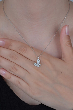 925 Ayar Gümüş Minimal Kelebek Model Kadın Kolye