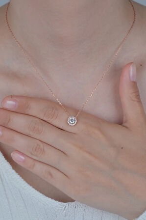 925 Ayar Gümüş Minimal Elmas Montür Tektaş Kolye