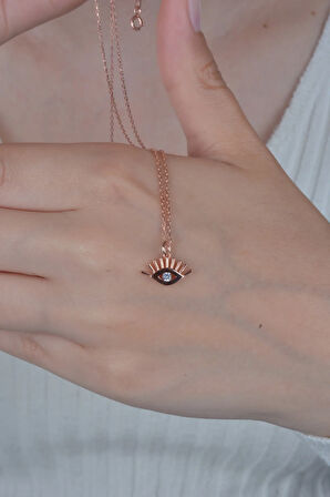 925 Ayar Göz Kadın Minimal Gümüş Kolye