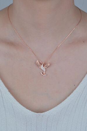 Kadın 925 Ayar Anka Kuşu Taşlı Gümüş Kolye