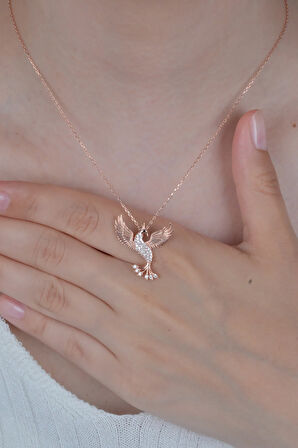 Kadın 925 Ayar Anka Kuşu Taşlı Gümüş Kolye