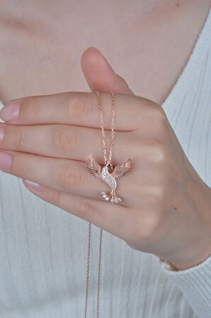 Kadın 925 Ayar Anka Kuşu Taşlı Gümüş Kolye