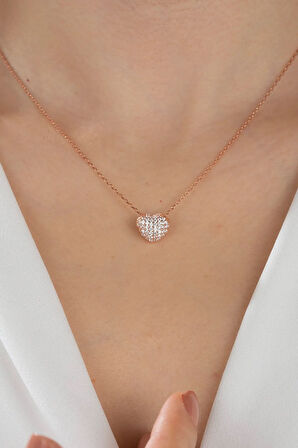 925 Ayar Kalp Model Kolye Kadın Gümüş