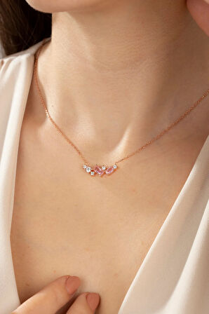 925 Ayar Kadın Gümüş Pırlanta Montör Desen Geçişli Kadın Gümüş Kolye