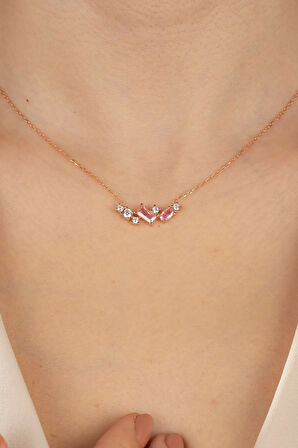 925 Ayar Kadın Gümüş Pırlanta Montör Desen Geçişli Kadın Gümüş Kolye