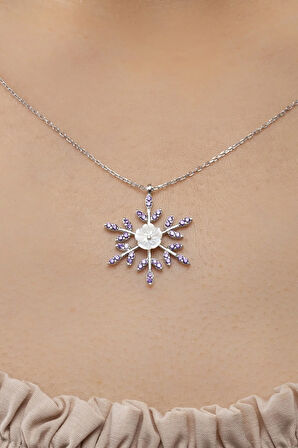 925 Ayar Gümüş Manolya Detaylı Karçiçeği Kadın Kolye