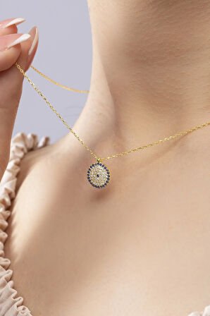 925 Ayar Gümüş Nazar Bocuk Model Taşlı Kolye