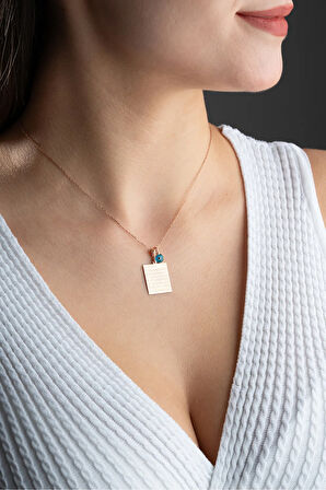 925 Ayar Gümüş Rose Kaplama Ayetel Kürsi Plaka Model Kolye