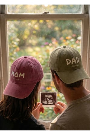 Mom Dad Çift Şapka - Yıkamalı Eskitme Kumaş Ayarlanabilir Ölçü Tokalı Baskılı Hatıra Şapkası Est2024