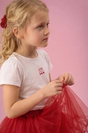 Kız Çocuk Etek Beli Lastikli Şık 23 Nisan,29 Ekim ve Doğum Günü Eteği