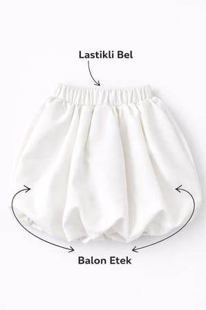 Kız Çocuk Etek Beli Lastikli Pamuklu ve Astarlı Tül Etek