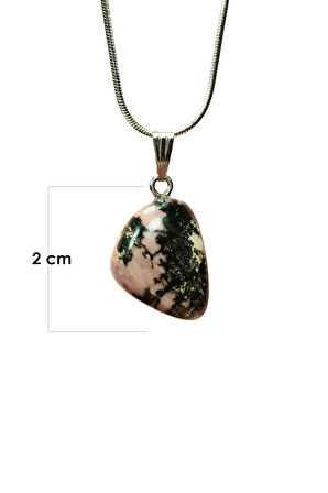 Rodonit  Taşı Zincirli El Yapımı Kolye Uç: 2 cm Zincir: 20 cm Kutulu