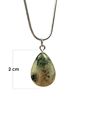 Labradorit  Taşı Zincirli El Yapımı Kolye Uç: 2 cm Zincir: 20 cm Kutulu