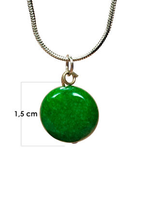 Zümrüt  Taşı Zincirli El Yapımı Kolye Uç: 1,5 cm Zincir: 20 cm Kutulu