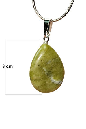 Akuamarin   Taşı Zincirli El Yapımı Kolye Uç: 3 cm Zincir: 20 cm Kutulu