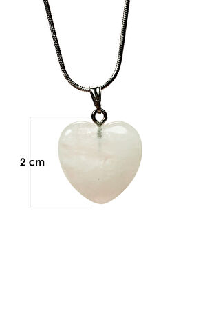 Pembe Kuvars Taşı Zincirli El Yapımı Kolye Uç: 2 cm Zincir: 20 cm Kutulu
