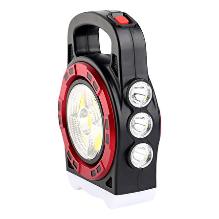 HB-6678C COB LEDLİ 20 WATT 3 KADEMELİ ŞARJ EDİLEBİLİR USB ÇIKIŞLI SOLAR LAMBA (4457)