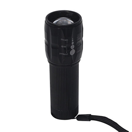 POWER LEDLİ PİLLİ ZOOMLU+FLASH ÖZELLİKLİ EL FENERİ (4457)