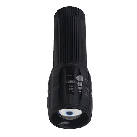 POWER LEDLİ PİLLİ ZOOMLU+FLASH ÖZELLİKLİ EL FENERİ (4457)