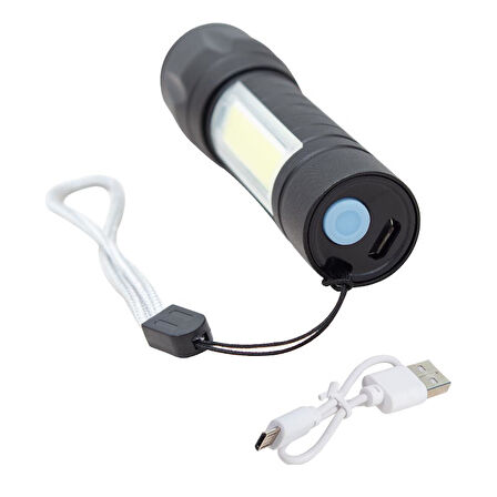 METAL FLASHLIGHT POWER LEDLİ ŞARJLI EL FENERİ (4457)