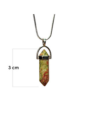 Unakit   Taşı Zincirli El Yapımı Kolye Uç: 3 cm Zincir: 20 cm Kutulu