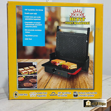 Evci Hitit Tost  Makinesi Siyah 2000w.
