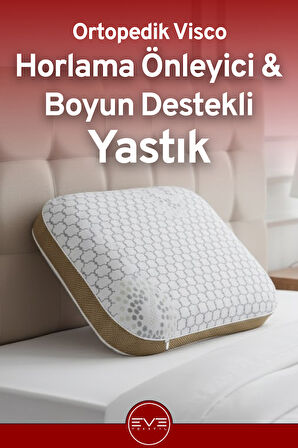 Boyun Destekli Horlama Önleyici Gold Desenli Fermuarlı Ortopedik Visco YastıkKılıflı Antialerjik Ortopedik Visco Yastık 40x65 Cm