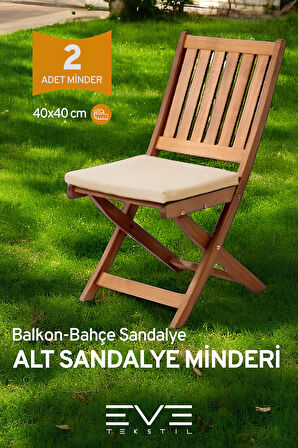 Bahçe - Salon - Balkon Fermuarlı Bağlanabilir Yıkanabilir Alt Sandalye Minderi 2 Adet