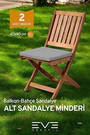 Bahçe - Salon - Balkon Fermuarlı Bağlanabilir Yıkanabilir Alt Sandalye Minderi 2 Adet