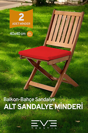 Bahçe - Salon - Balkon Fermuarlı Bağlanabilir Yıkanabilir Alt Sandalye Minderi 2 Adet