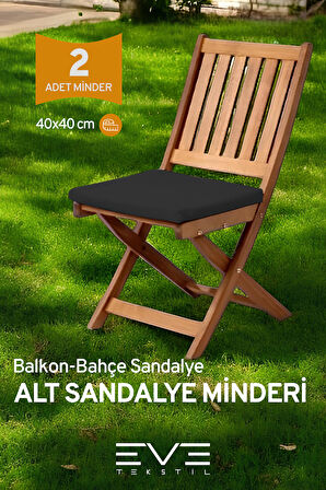 Bahçe - Salon - Balkon Fermuarlı Bağlanabilir Yıkanabilir Alt Sandalye Minderi 2 Adet