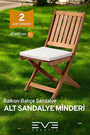 Bahçe - Salon - Balkon Fermuarlı Bağlanabilir Yıkanabilir Alt Sandalye Minderi 2 Adet