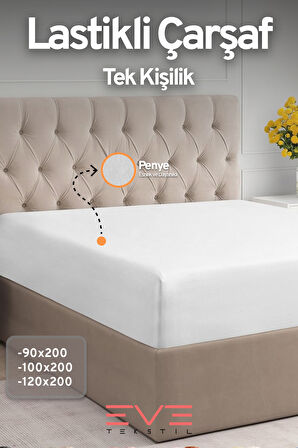Fitted Yüksek Kaliteli Penye Kumaş Tek Kişilik Lastikli Çarşaf