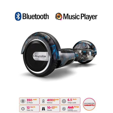 Citymate Elektrikli Kaykay Hoverboard Akıllı Denge 6.5 Inch + HoverKart + Çanta EXTREM PAKET D18