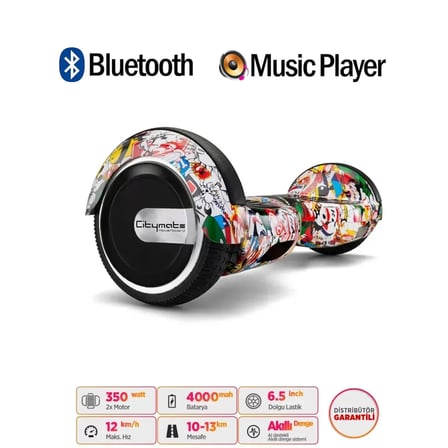 Citymate Elektrikli Kaykay Hoverboard Akıllı Denge 6.5 Inch + HoverKart + Çanta EXTREM PAKET D19