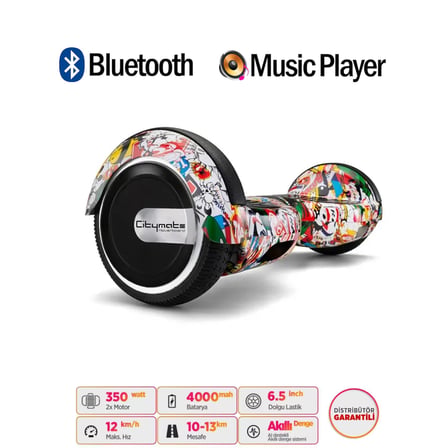 Citymate Elektrikli Kaykay Hoverboard Akıllı Denge 6.5 Inch + HoverKart + Çanta EXTREM PAKET D19