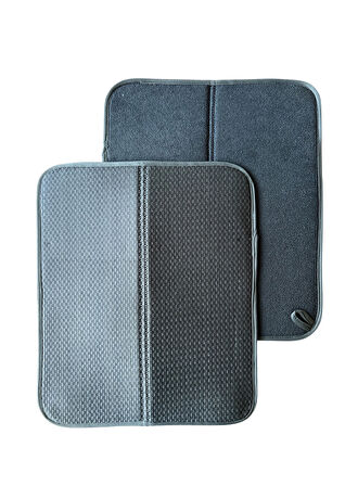 Bulaşık Matı Süper Emici Bulaşık Kurutma Matı 44x36cm Tezgah Üstü Bulaşık Matı, 2'li Set, Gri